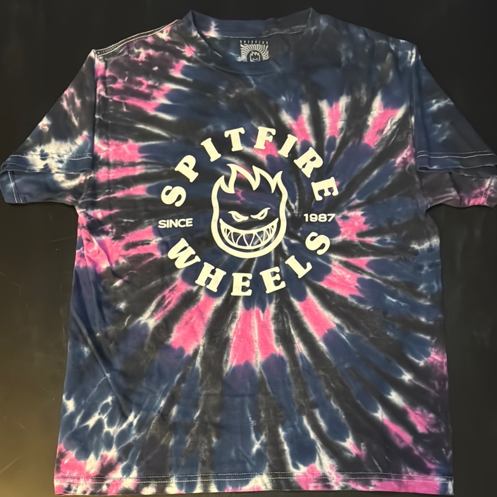 Spitfire Blue Tie-Dye Graphic Tee size M